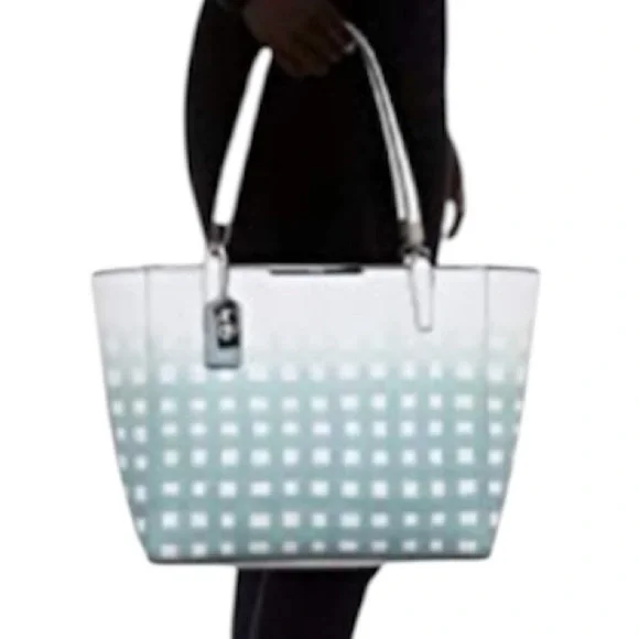 Coach Madison East/West Tote in Gingham Saffiano Leather - Picture 5 of 10